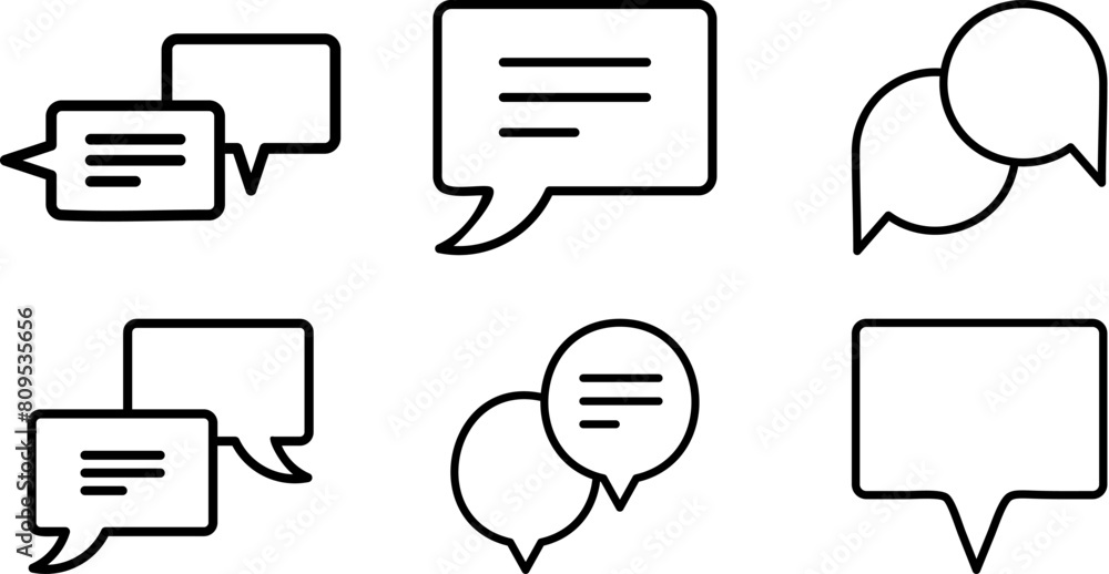 Speech Bubbles Line Icon pictogram symbol visual illustration Set Stock ...