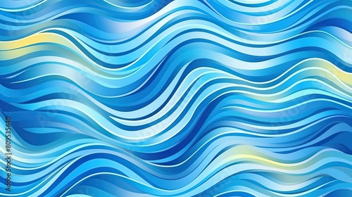 Blue waves pattern. Summer lake wave, water flow abstract vector seamless background Generative AI