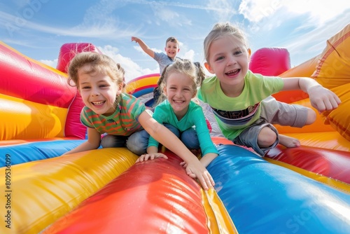 Kids on the inflatable bounce house