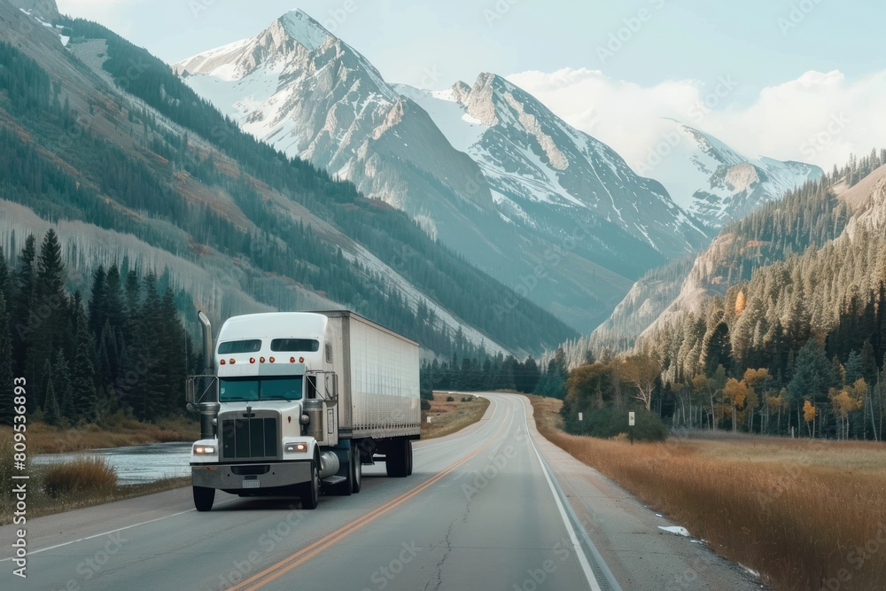 White generic unbranded truck fades into the background White generic unbranded truck fades into the background