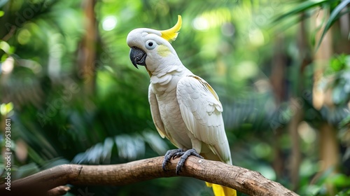 White parrot perched on a tree branch
