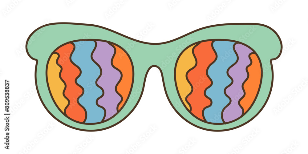 Groovy, psychedelic sunglasses in 70s retro hippie style. Groovy, psychedelic sunglasses in 70s retro hippie style.