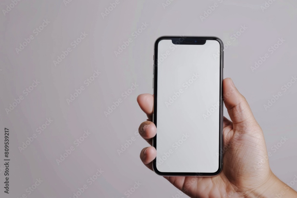 Blank Smartphone Mockup on Hand created with Generative AI