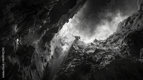 Perspective from beneath in limestone cavern photo