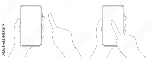 スマホの操作のシンプルな線画イラスト　ベクター素材