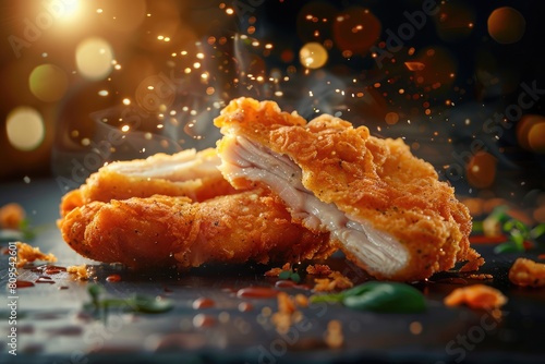 Homemade breaded chicken schnitzel