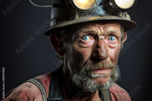 A miner with eyes that have seen too much, super realistic photo