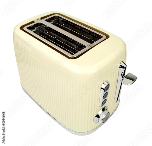 Cream coloured two slot pop up electric toaster with chrome detail