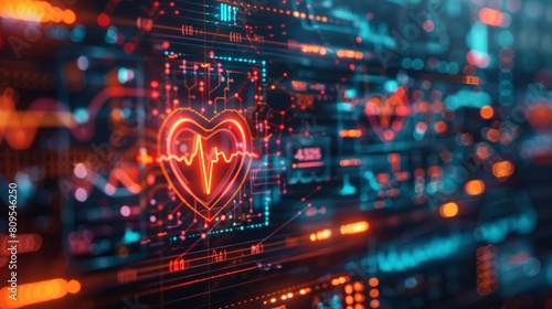 Advanced Cardiac Diagnosis with Biometric Infographics Generative AI © Alexander