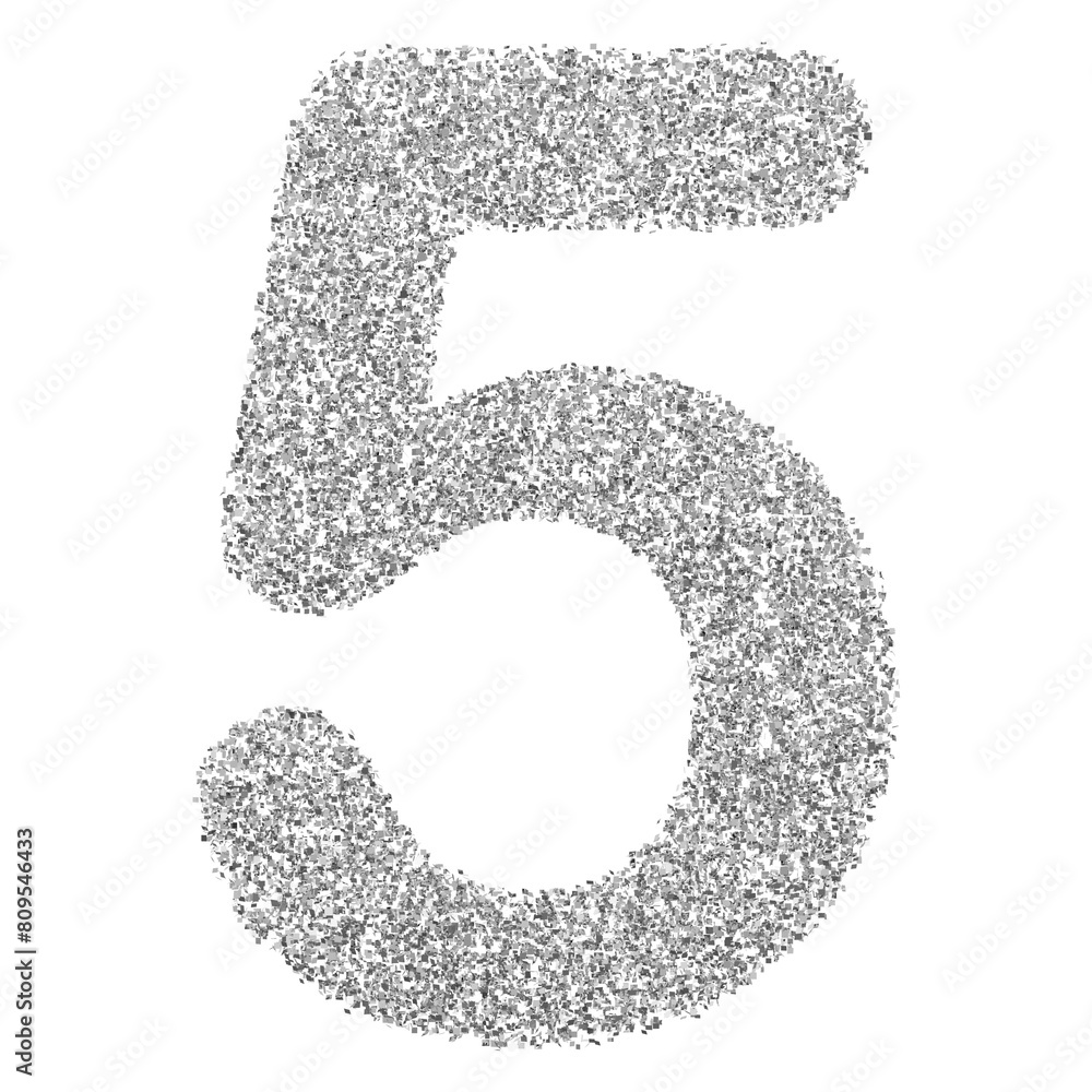 Silver glitter number 5 Silver glitter number 5