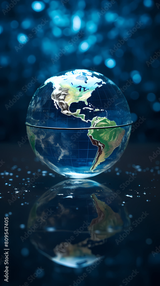 3D rendering of glass ball floating on water 3D rendering of glass ball floating on water