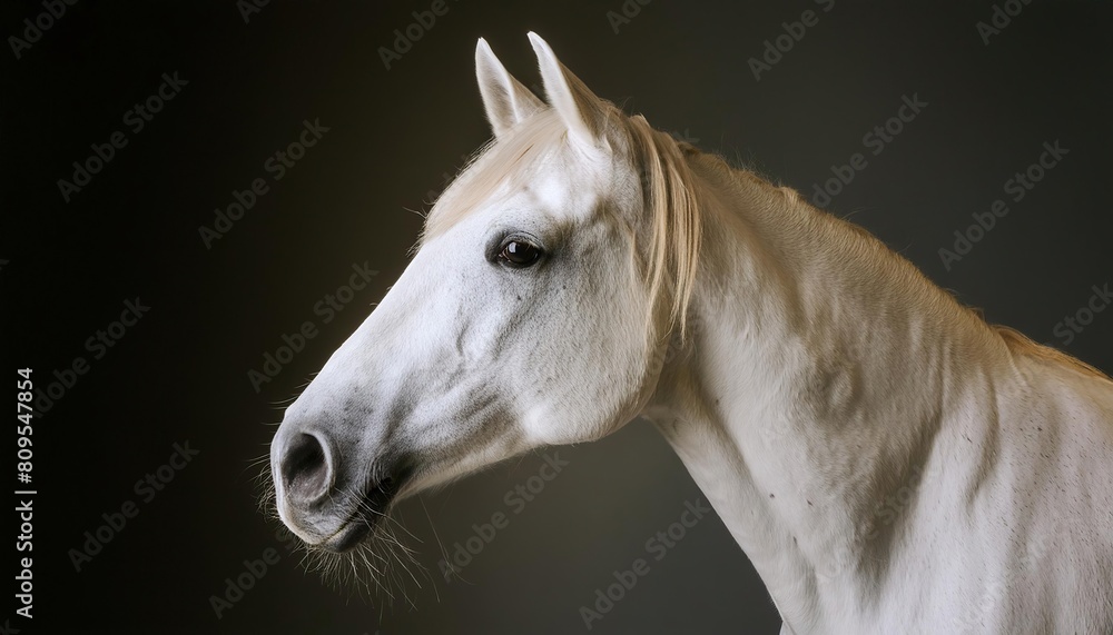 Naklejka premium horse close up head on black background