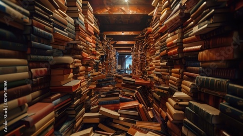 View of multiple unrecognizable books