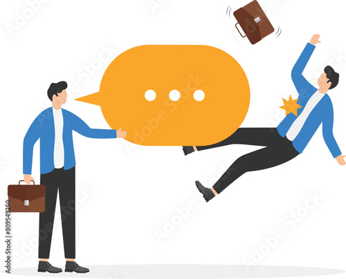 boss aggressive businessman shout with speech bubble to hurt, Hate speech-racism in workplace concept

