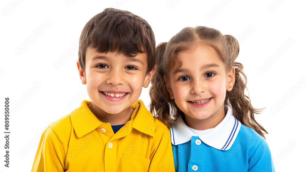 Primary school smiling boy girl isolated on a transparent background Primary school smiling boy girl isolated on a transparent background
