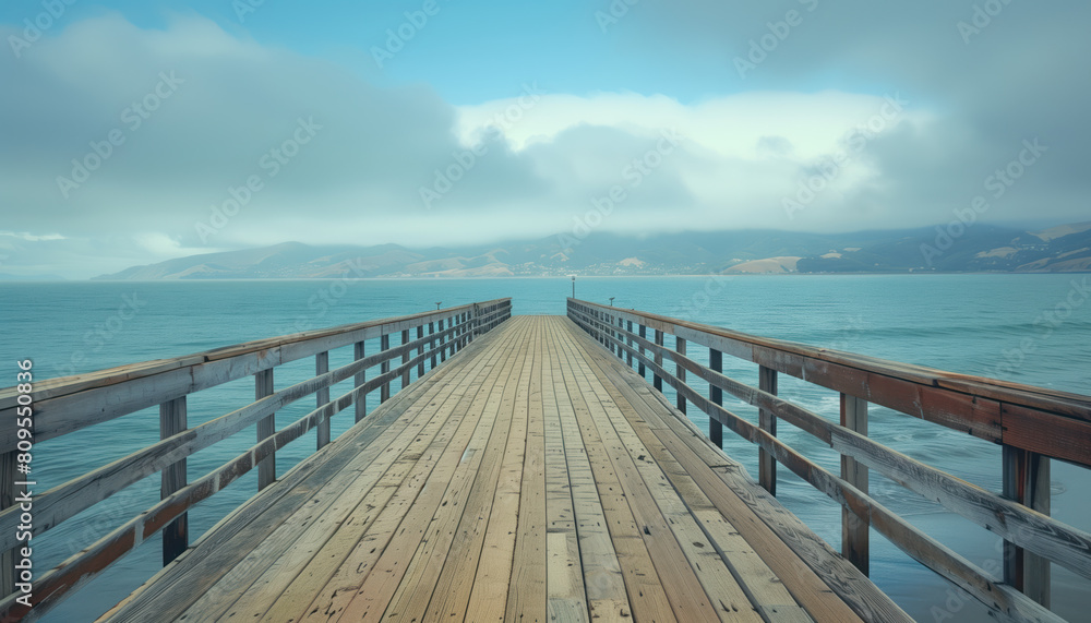 A wide wooden pier goes off into the distance.