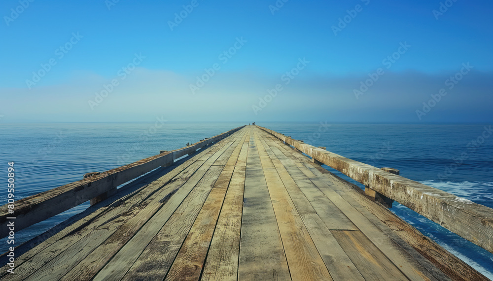 A wide wooden pier goes off into the distance.