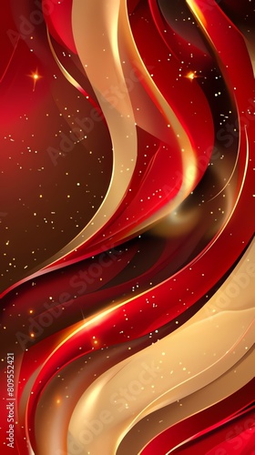 Abstract red and gold wavy background. Abstract wavy metallic background in red and gold colors