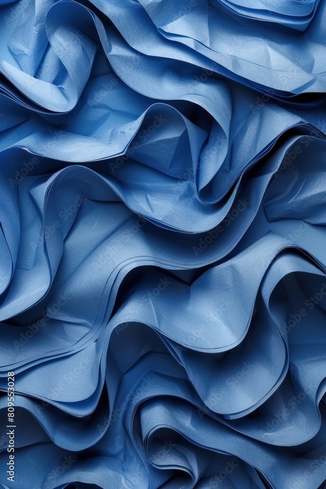Obraz premium Detailed close up view of a blue fabric showing intricate textures and patterns