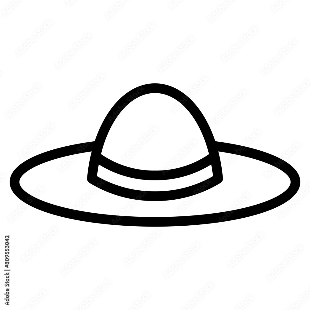 Pamela hat icon, outline vector sign, linear style pictogram isolated on white. Symbol, logo illustration. Editable stroke Pamela hat icon, outline vector sign, linear style pictogram isolated on white. Symbol, logo illustration. Editable stroke