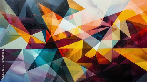  An abstract background with triangles in various sizes and shades, creating a dynamic and vibrant geometric pattern. 