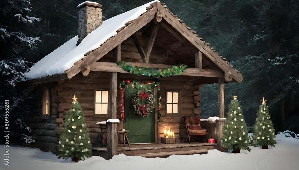 Craft a scene with a rustic cabin in the woods fe upscaled 6