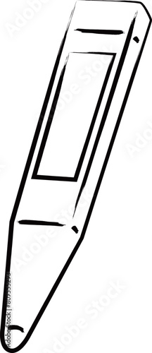 医療関連の筆書きイラストアイコン　電子体温計