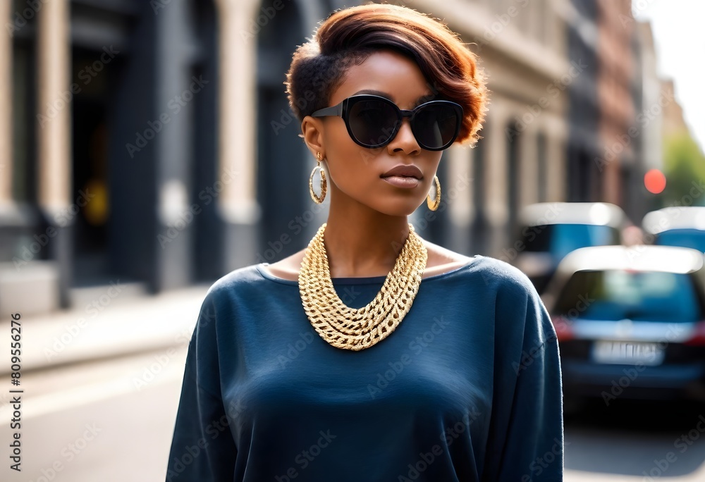 Modernist style fashionforward black woman posing  (2)