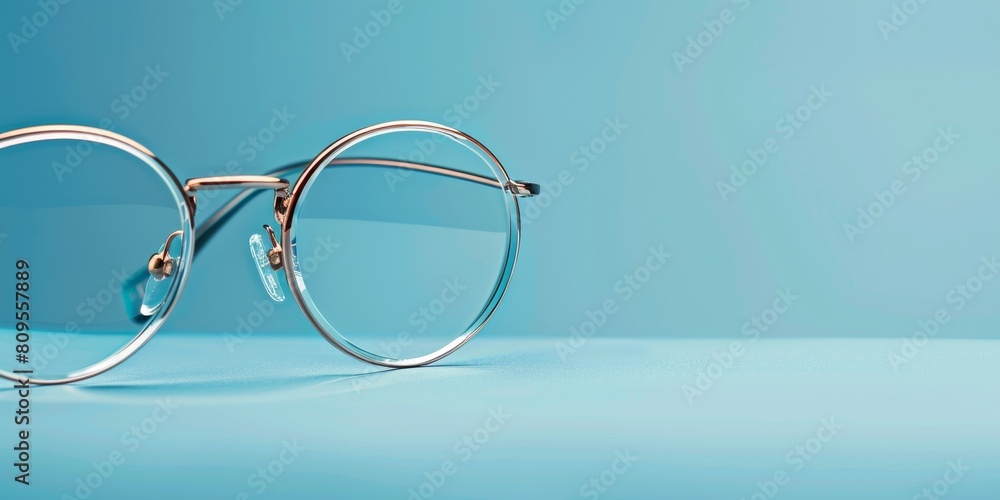 A pair of glasses with a blue background A pair of glasses with a blue background