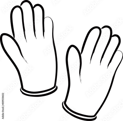 医療関連の筆書きイラストアイコン　ゴム手袋