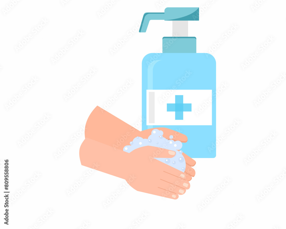 washing hands rubbing with soap to stop spreading diseases hygiene is important vector illustration washing hands rubbing with soap to stop spreading diseases hygiene is important vector illustration