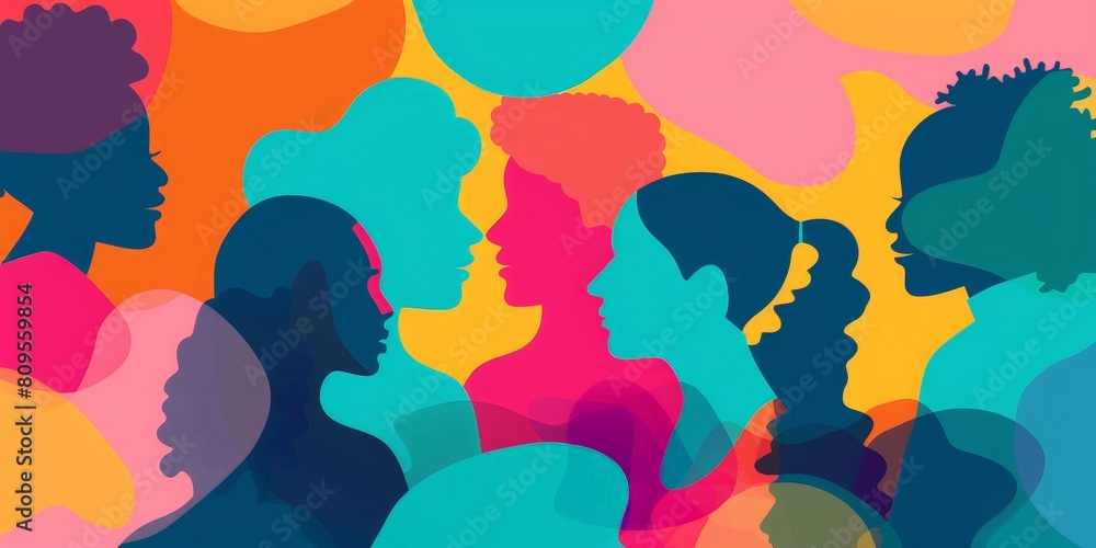 A colorful collage of people's faces with the words A colorful collage of people's faces with the words