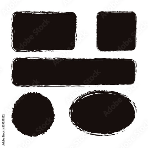 Set of black paint, ink, grunge, dirty brush strokes. 