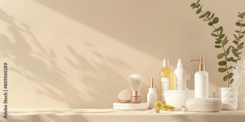 A white background with a collection of beauty products including a bottle of lotion, a bottle of shampoo, a bottle of conditioner, a bottle of soap, a bottle of perfume, a bottle of lotion, a bottle A white background with a collection of beauty products including a bottle of lotion, a bottle of shampoo, a bottle of conditioner, a bottle of soap, a bottle of perfume, a bottle of lotion, a bottle