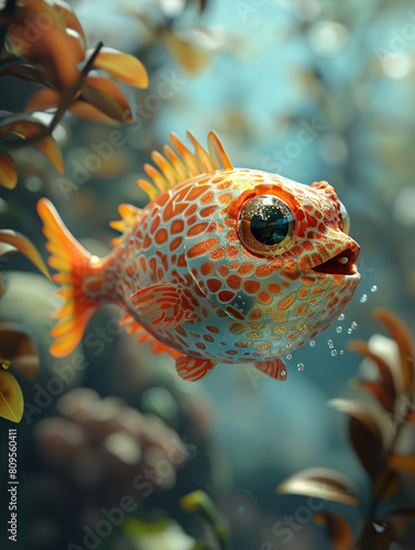 fish, 3D, illustration, children, underwater, ocean, sea, colorful, cartoon, aquatic, marine, swimming, fins, scales, cute, tropical, water, creatures, creatures, animals, animation, playful, lively, 