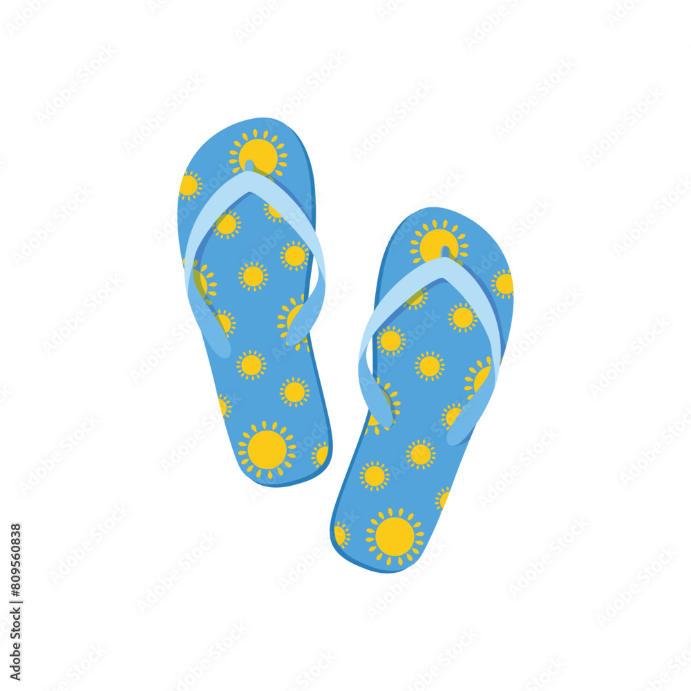 Beach slates. Colored beach flip-flops. Summer beach shoes. Light shoes. Vector illustration isolated on a white background