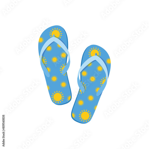 Beach slates. Colored beach flip-flops. Summer beach shoes. Light shoes. Vector illustration isolated on a white background