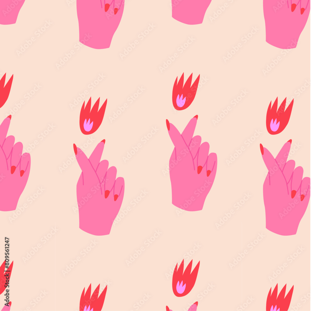 Pattern dibujado a mano mano y fuego Pattern dibujado a mano mano y fuego