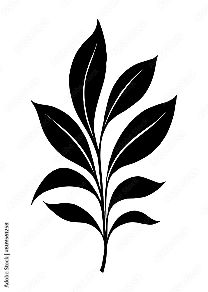 Botanical black and white pattern. Abstract plant shapes. Minimalist illustration for printing on wall decorations, for use in graphics, for tattoos. Generated by Ai Botanical black and white pattern. Abstract plant shapes. Minimalist illustration for printing on wall decorations, for use in graphics, for tattoos. Generated by Ai