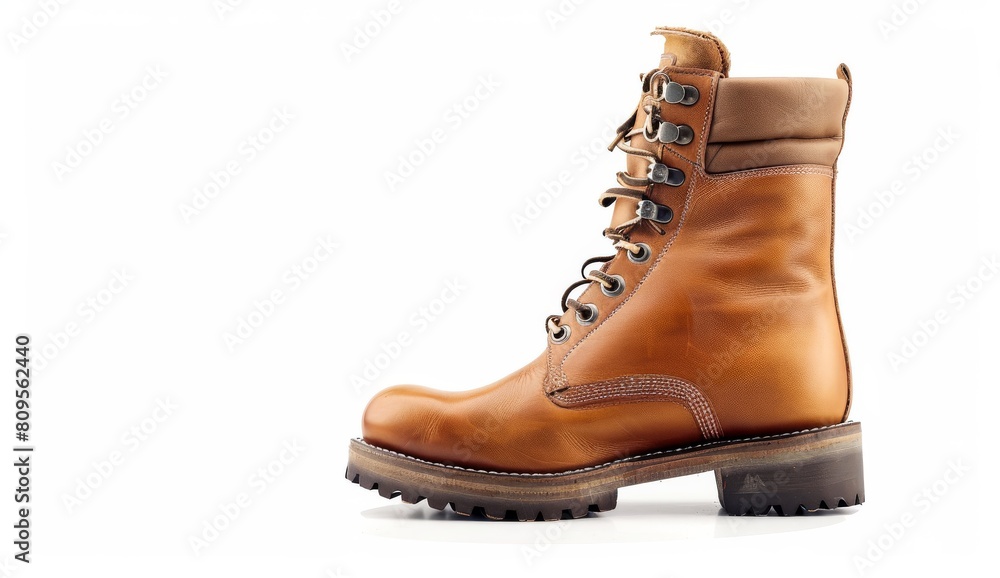 old leather boot isolated on a white background