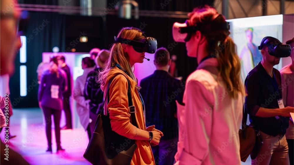 atmosphere of group of people who are interested in technology At exhibitions and shops about modern technology in the future era atmosphere of group of people who are interested in technology At exhibitions and shops about modern technology in the future era