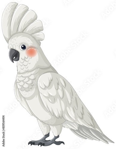 Realistic depiction of a white cockatoo standing.