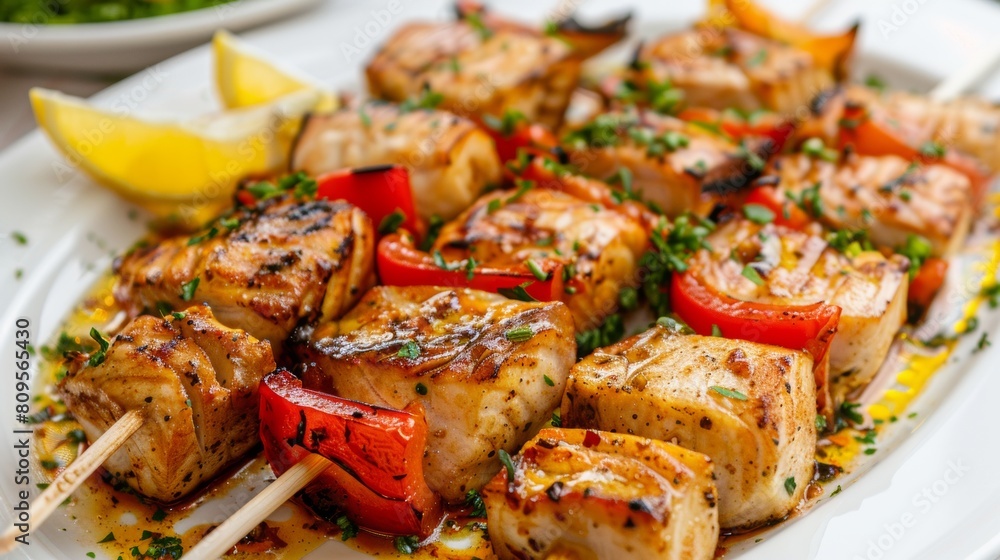 Traditional Angolan cuisine. Swordfish kebab. Traditional Angolan cuisine. Swordfish kebab.