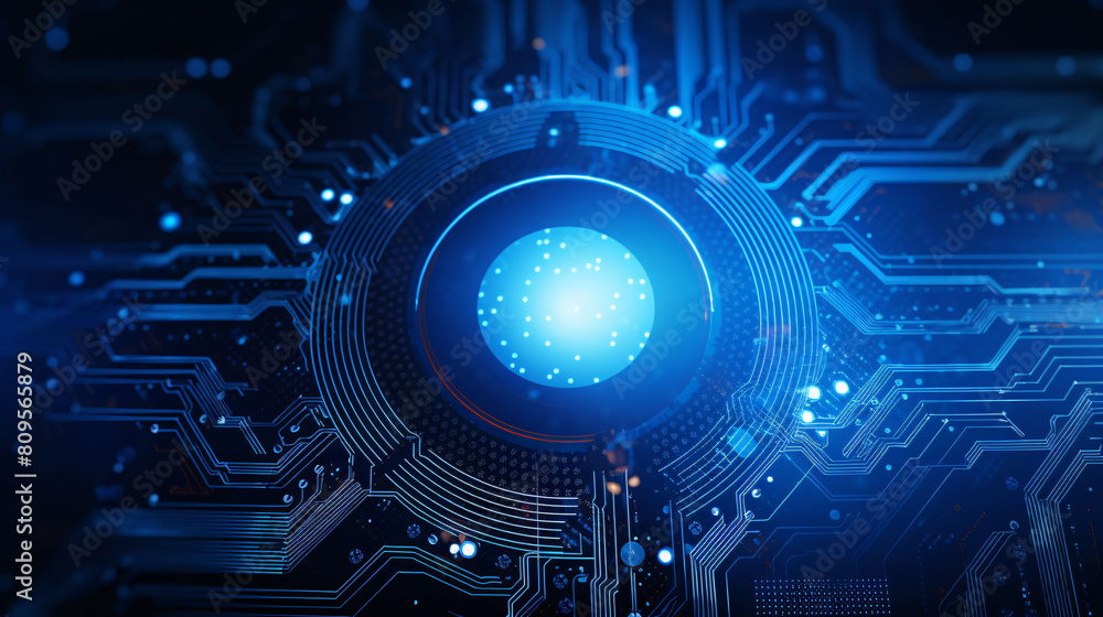 3D rendered sci-fi extended background, blue futuristic technological space scene illustration 3D rendered sci-fi extended background, blue futuristic technological space scene illustration