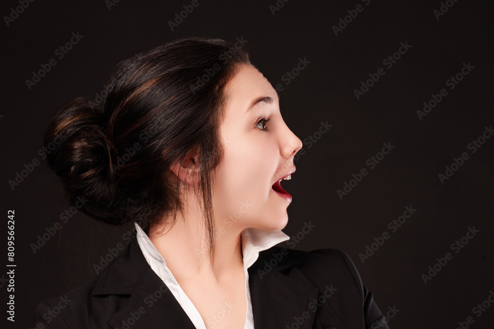 Business attire, woman's surprising moment captured Business attire, woman's surprising moment captured