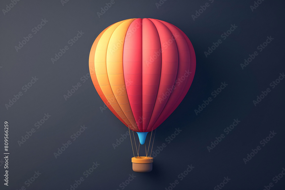 Naklejka premium Hot air balloon 3D icon, travel and vacation concept illustration