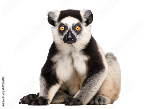 a lemur with orange eyes