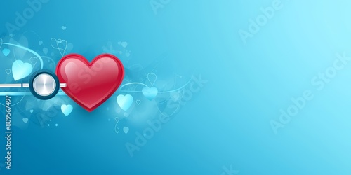
Banner featuring a stethoscope and a heart rate monitor icon against a calming blue background