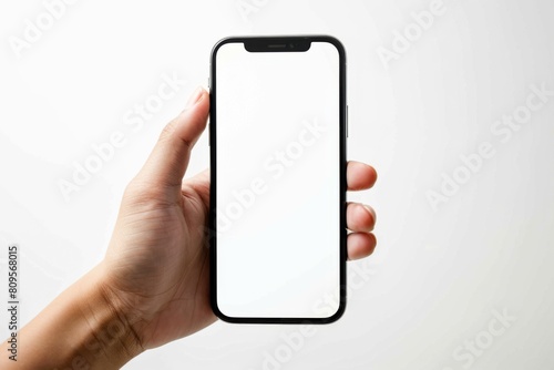 Blank Smartphone Mockup on Hand created with Generative AI