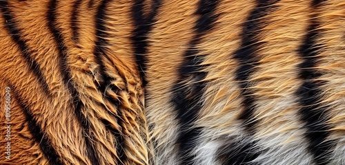 Detailed Texture of Tiger Fur Close-up